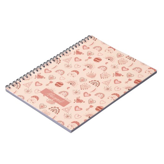 Blüte | Terracotta Boho Herz Themenname Notizblock (Linke Seite)