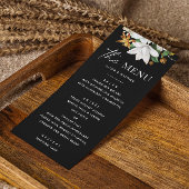 Blüte Vintage Kamelie. Elegante schwarze Hochzeit Menükarte