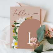 Blüte Vintage Kamelie. Rosa-Schriftzeichen-Hochzei Tischnummer