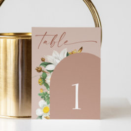 Blüte Vintage Kamelie. Rosa-Schriftzeichen-Hochzei Tischnummer