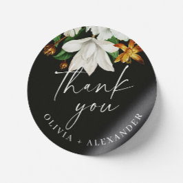 Blüte Vintage Kamelie. Schwarze Hochzeit danke Runder Aufkleber