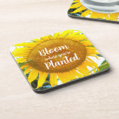 Blüte, wo man gelbe Sonnenblumen gepflanzt hat Getränkeuntersetzer (Linke Seite)
