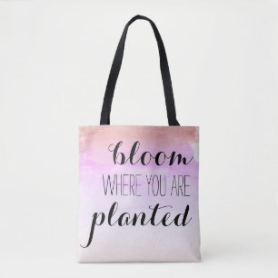 Blüte, wo Sie gepflanzte Tasche sind