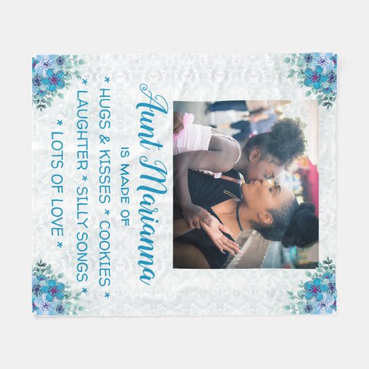 Blüte "Woraus ist Tante gemacht?" Fleecedecke (Vorderseite (Horizontal))