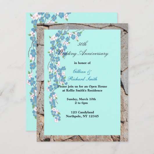 Blüten 50. Hochzeitstag Einladung (Vorne/Hinten)