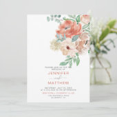 Blüten Apricot BlütenBouquet - Apricot Zurück | Einladung (Stehend Vorderseite)