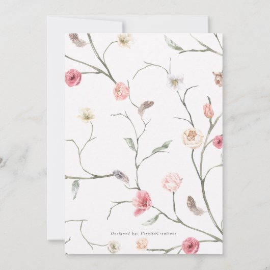 Blüten Aquarell Blume Schick Frühlingstrasse Moder Einladung (Rückseite)