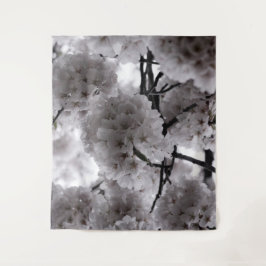 Blüten aus Schwarz und Weiß Wandteppich