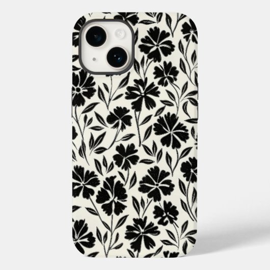 Blüten aus schwarzer und weißer Hand Case-Mate iPhone Hülle (Rückseite)
