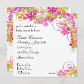 Blüten-Babyparty-Einladung in den hellen Farben Einladung (Vorne/Hinten)