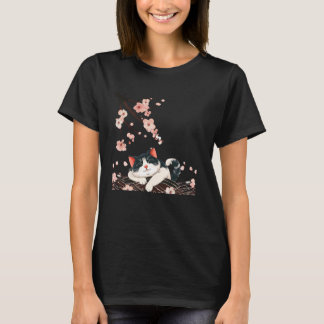 Blüten Blumen Katzenliebhaber japanische Kunst süß T-Shirt