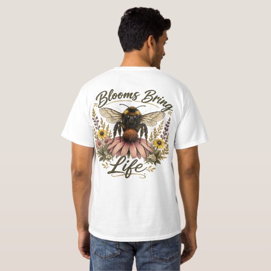 Blüten Bringen Leben T-Shirt (Schwarz voll)
