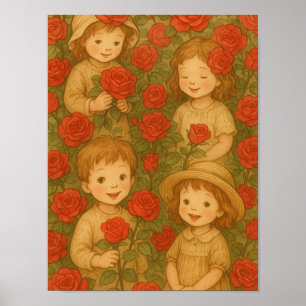 "Blüten der Kindheit: Rosengarten Freude" Poster