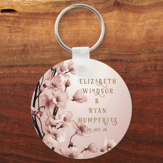 Blüten der Liebe" Einladung zur Hochzeit Schlüsselanhänger (Vorderseite)