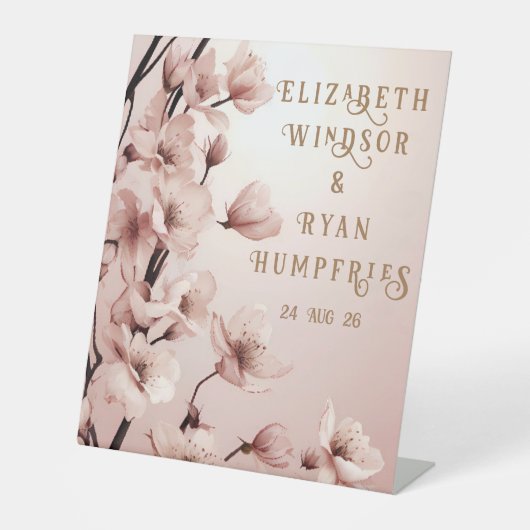 Blüten der Liebe" Einladung zur Hochzeit Sockelschild (Vorderseite)