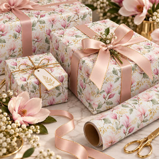 Blüten der rosa Magnolie | Geschenkpapier