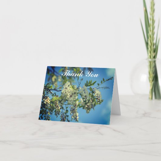 Blüten der weißen Blume dank Karte (Vorderseite)