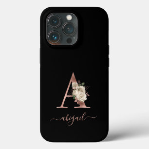Blüten Elfenbein Roségold Monogramm Buchstabe "A"  Case-Mate iPhone Hülle