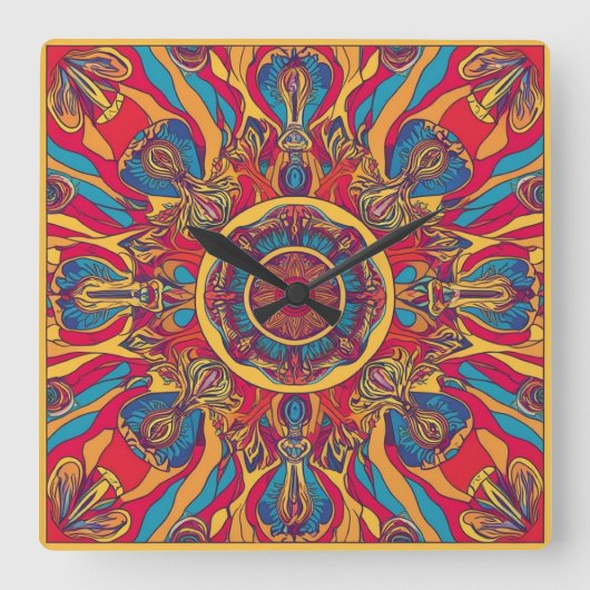 Blüten entfalten quadratische wanduhr (Vorderseite)