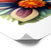 Blüten farbenfroher Wasserfarben-Blume Poster (Ecke)