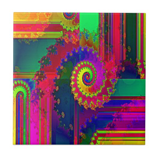 Bluten färbt Fraktal Fliese (Vorderseite)