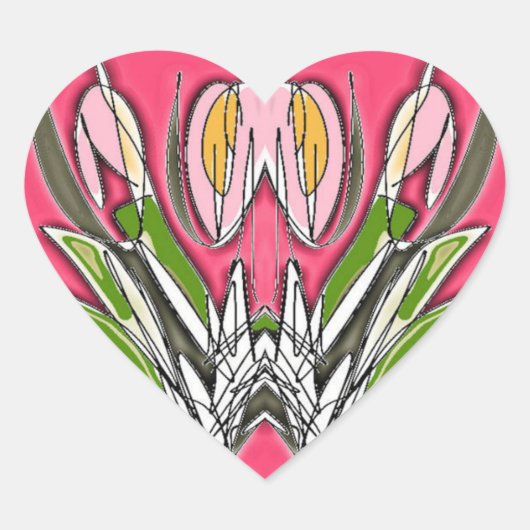 Blüten Herz-Aufkleber (Vorderseite)