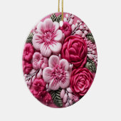 Blüten im Blut: Rosa Stickerei Keramik Ornament (Rechts)