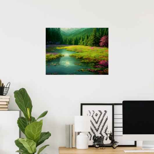 Blüten im Glade: Waldfreude Poster (Heimbüro)