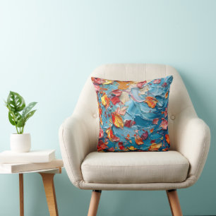 Blüten in Bewegung – Expressive abstrakte Blumenku Kissen