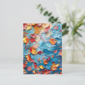 Blüten in Bewegung – Expressive Abstrakte Blumenku Postkarte (Stehend Vorderseite)
