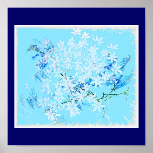 Blüten in Blau Poster (Vorne)