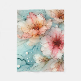 Blüten in Bloom: Ein Abstraktes Alkoholtink-Design Fleecedecke