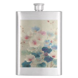 Blüten in Blüte – Sanfte Pastell-Botanik-Kunst #1 Flachmann