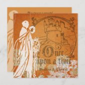 Blüten in Orange einmal auf eine Hochzeit Einladun Einladung (Vorne/Hinten)