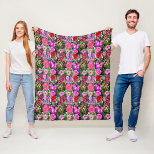 "Blüten in Rosa: Eine Blumenkolonne" Fleecedecke
