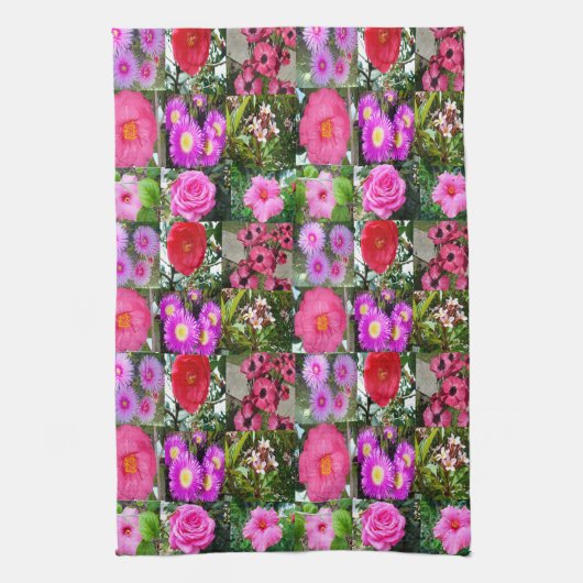 "Blüten in Rosa: Eine Blumenkolonne" Geschirrtuch (Vertikal)
