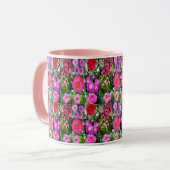 "Blüten in Rosa: Eine Blumenkolonne" Tasse (Vorderseite Links)