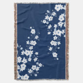 Blüten-Kirschblüten Navy Weiß Klassisch Decke (Vorderseite Vertikal)