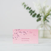 Blüten-Kirschblüten-Rosa-Glitter-QR-Code Visitenkarte (Stehend Vorderseite)