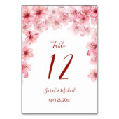 Blüten-Kirschblüten Rosa Weiße Hochzeit Tischnummer (Rückseite)