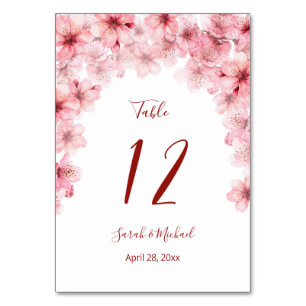 Blüten-Kirschblüten Rosa Weiße Hochzeit   Tischnummer