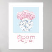 Blüten mit graurosa Blumenvase Christlich Poster (Vorne)