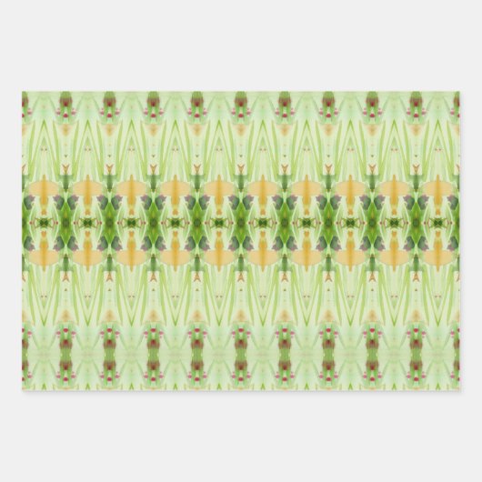 Blüten mit Grün und Creme Geschenkpapier Set (Vorderseite 3)