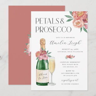 Blüten & Prosecco Rosafarbenes Floral Einladung