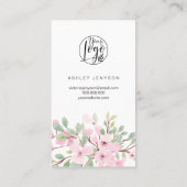 Blüten rosa Blumenlogo Ordnung danke Visitenkarte (Rückseite)