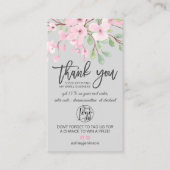 Blüten rosa Blumenlogo Ordnung danke Visitenkarte (Vorderseite)