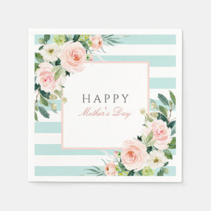Blüten Rose Bläschen und Streifen Muttertag Serviette