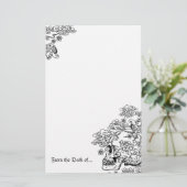 Blüten-Schädel Briefpapier (Stehend Vorderseite)