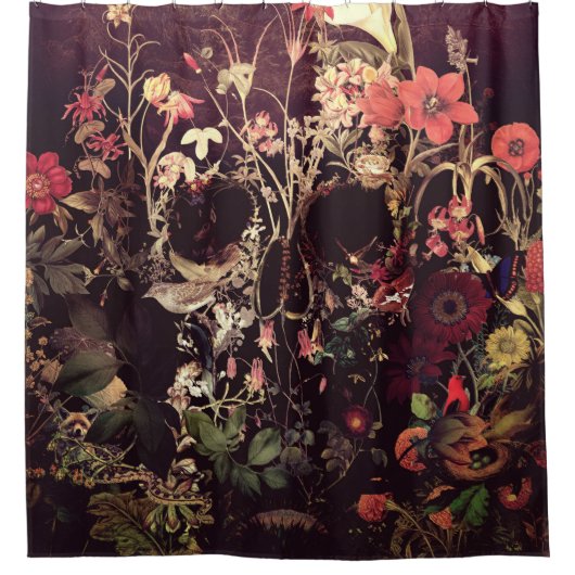 Blüten-Schädel Duschvorhang (Vorderseite)