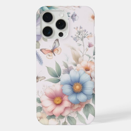 Blüten & Schmetterlinge iPhone Hülle (Rückseite)